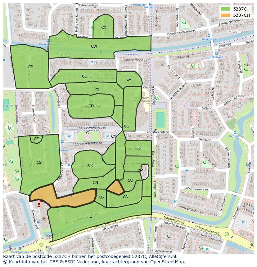 Afbeelding van het postcodegebied 5237 CH op de kaart.