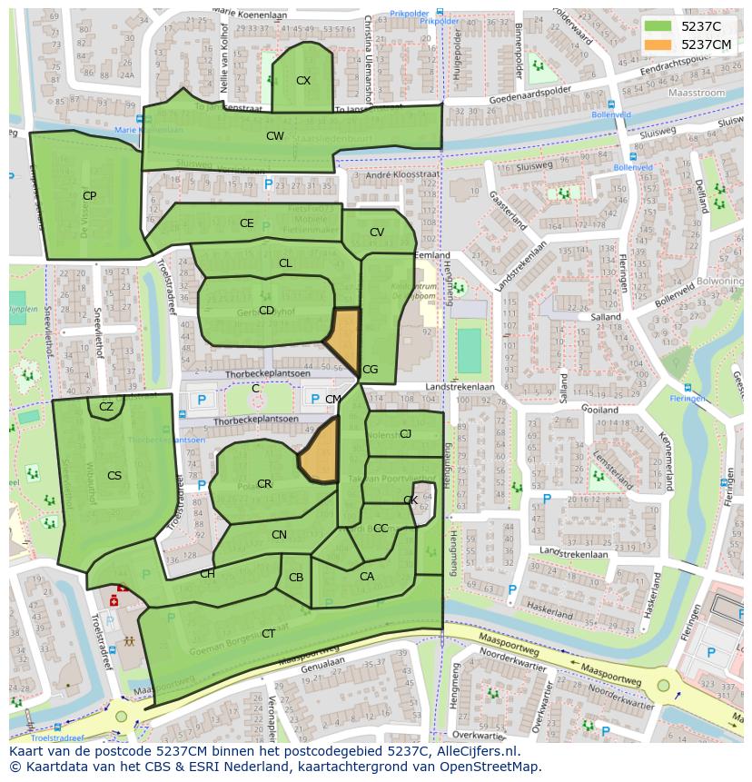Afbeelding van het postcodegebied 5237 CM op de kaart.