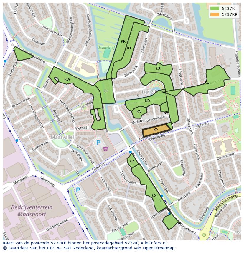 Afbeelding van het postcodegebied 5237 KP op de kaart.