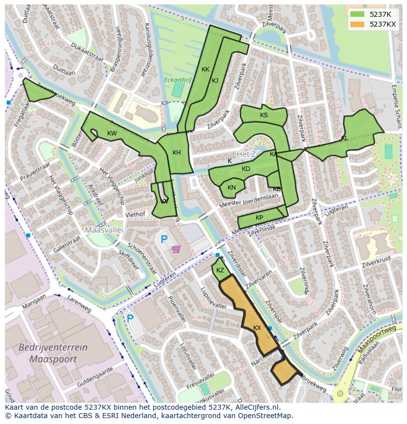 Afbeelding van het postcodegebied 5237 KX op de kaart.