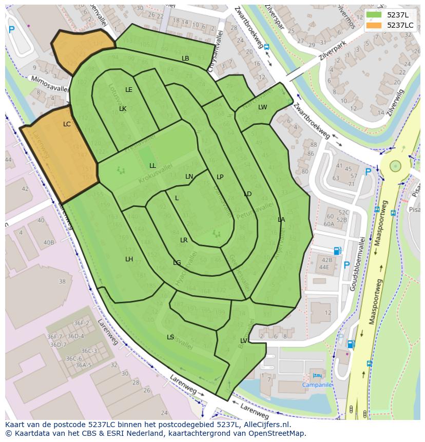 Afbeelding van het postcodegebied 5237 LC op de kaart.