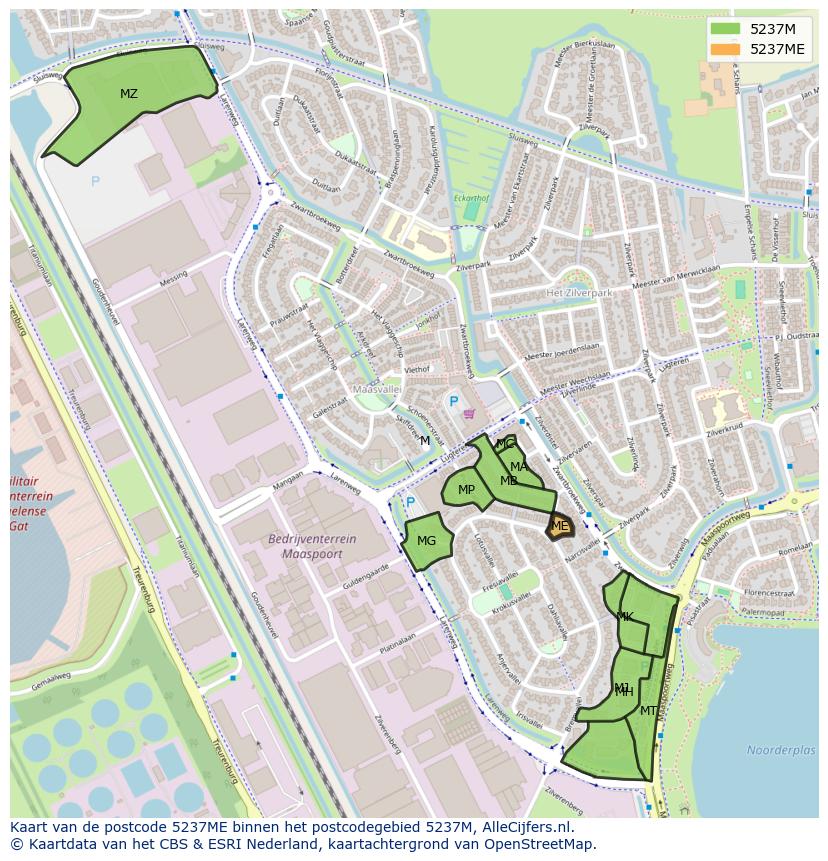 Afbeelding van het postcodegebied 5237 ME op de kaart.
