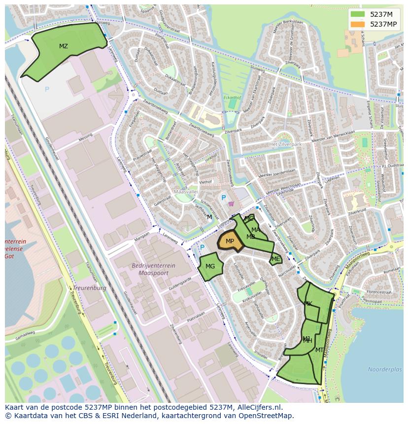 Afbeelding van het postcodegebied 5237 MP op de kaart.