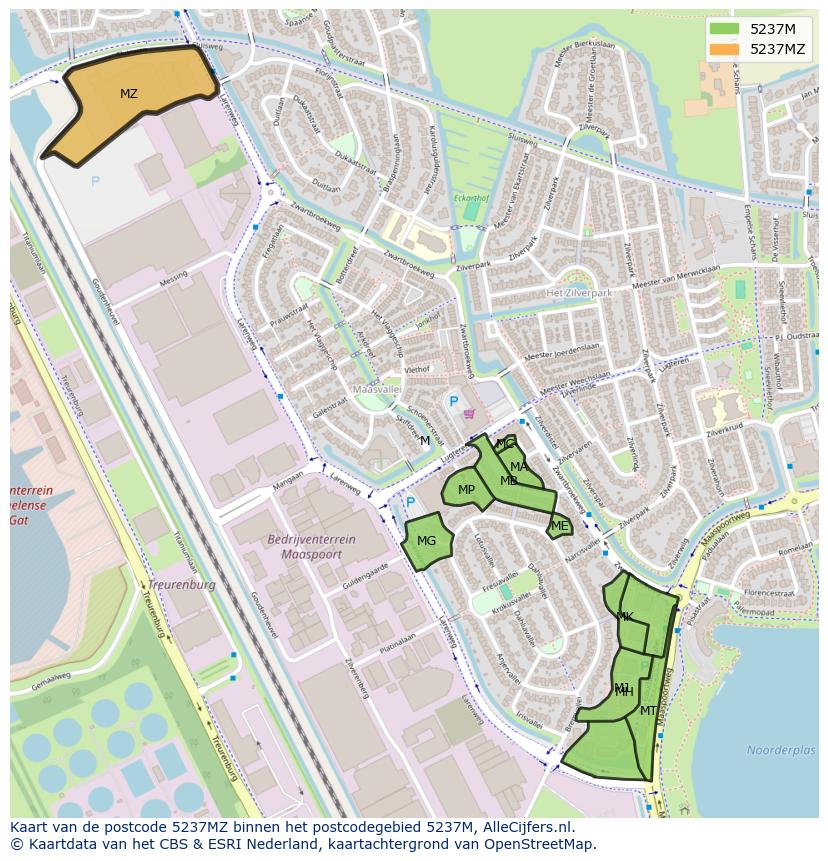 Afbeelding van het postcodegebied 5237 MZ op de kaart.