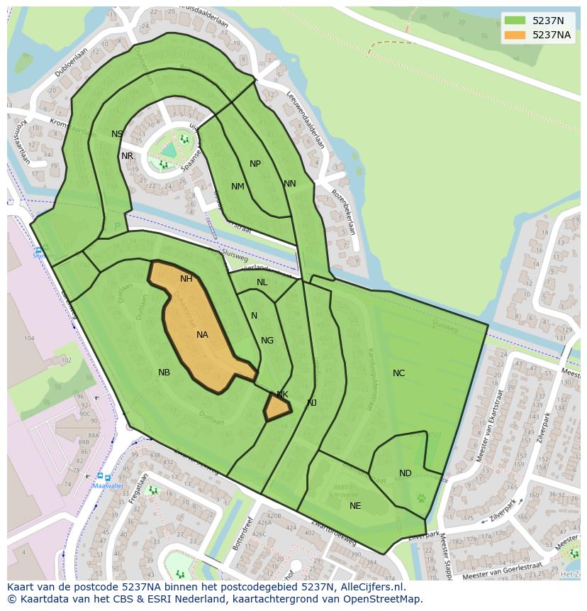 Afbeelding van het postcodegebied 5237 NA op de kaart.