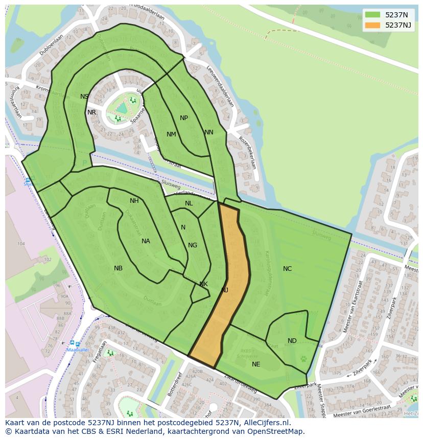 Afbeelding van het postcodegebied 5237 NJ op de kaart.