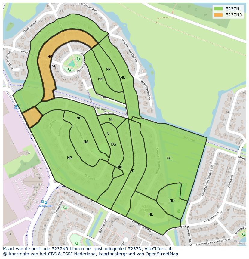 Afbeelding van het postcodegebied 5237 NR op de kaart.