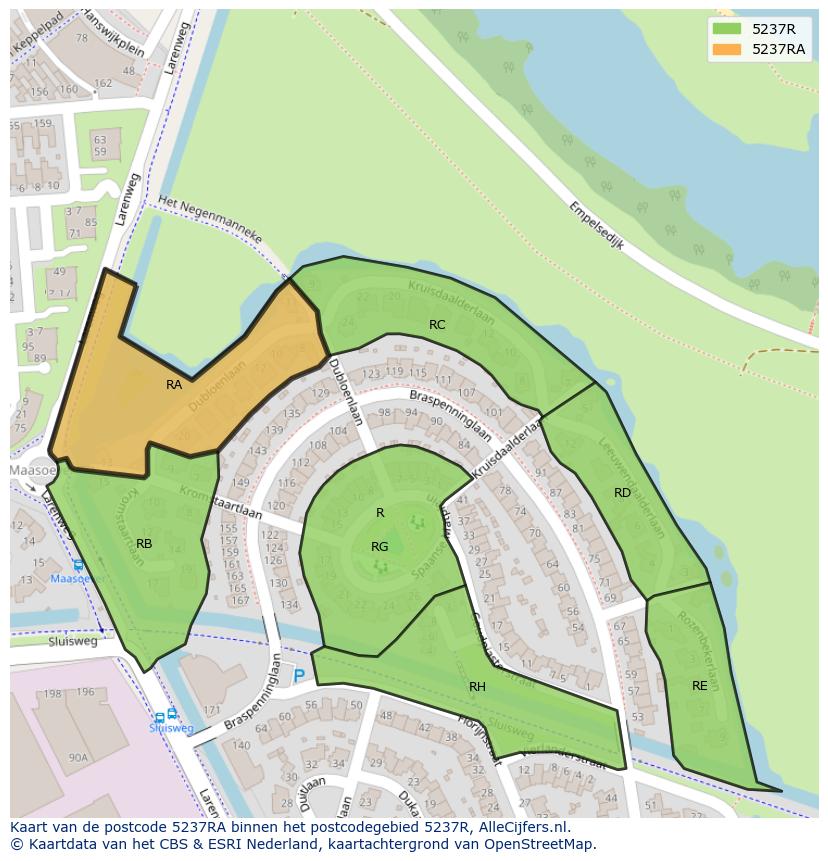 Afbeelding van het postcodegebied 5237 RA op de kaart.