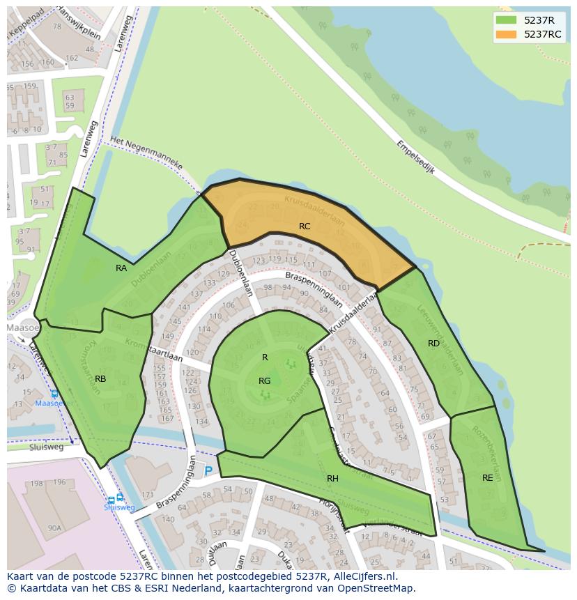Afbeelding van het postcodegebied 5237 RC op de kaart.