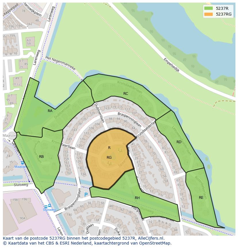 Afbeelding van het postcodegebied 5237 RG op de kaart.