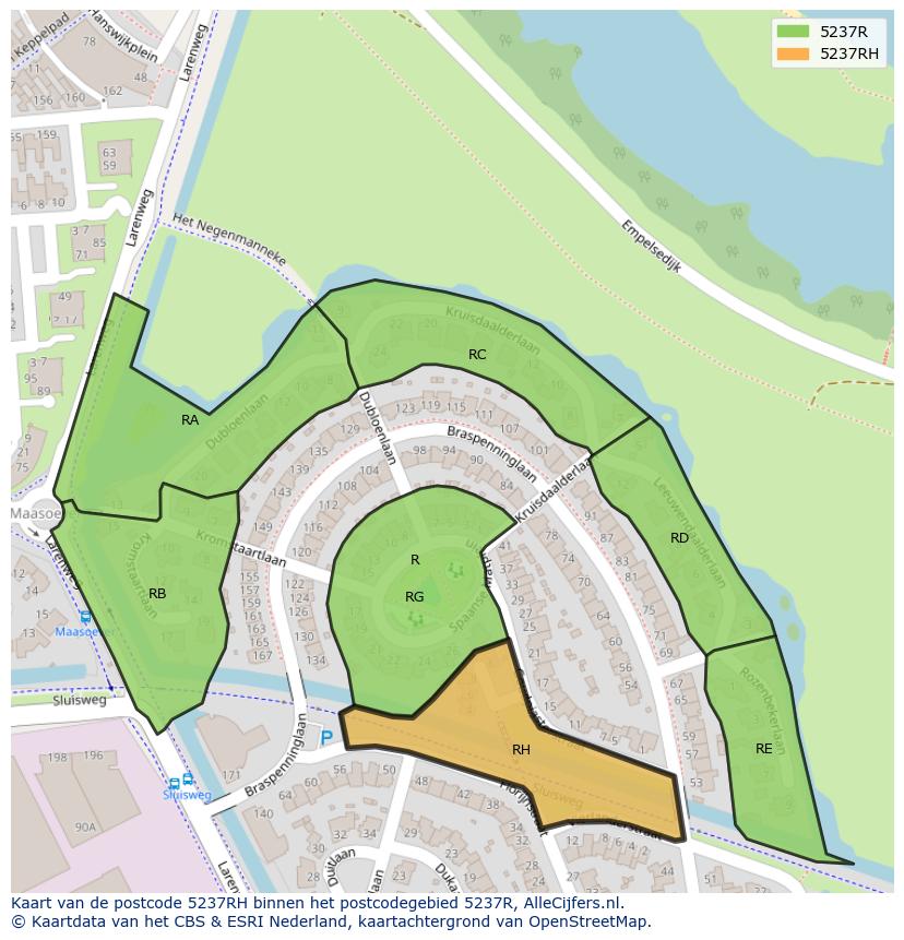 Afbeelding van het postcodegebied 5237 RH op de kaart.