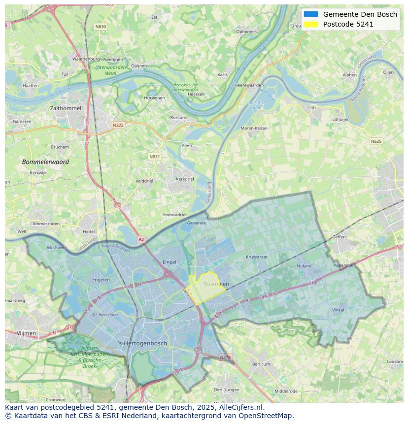 Afbeelding van het postcodegebied 5241 op de kaart.