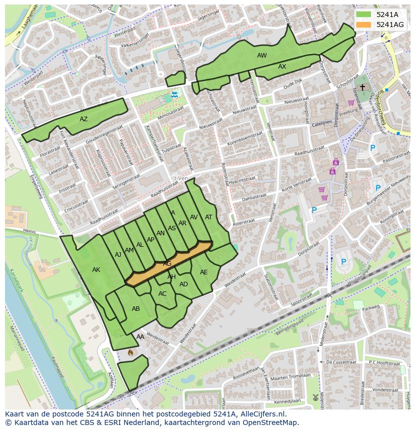 Afbeelding van het postcodegebied 5241 AG op de kaart.