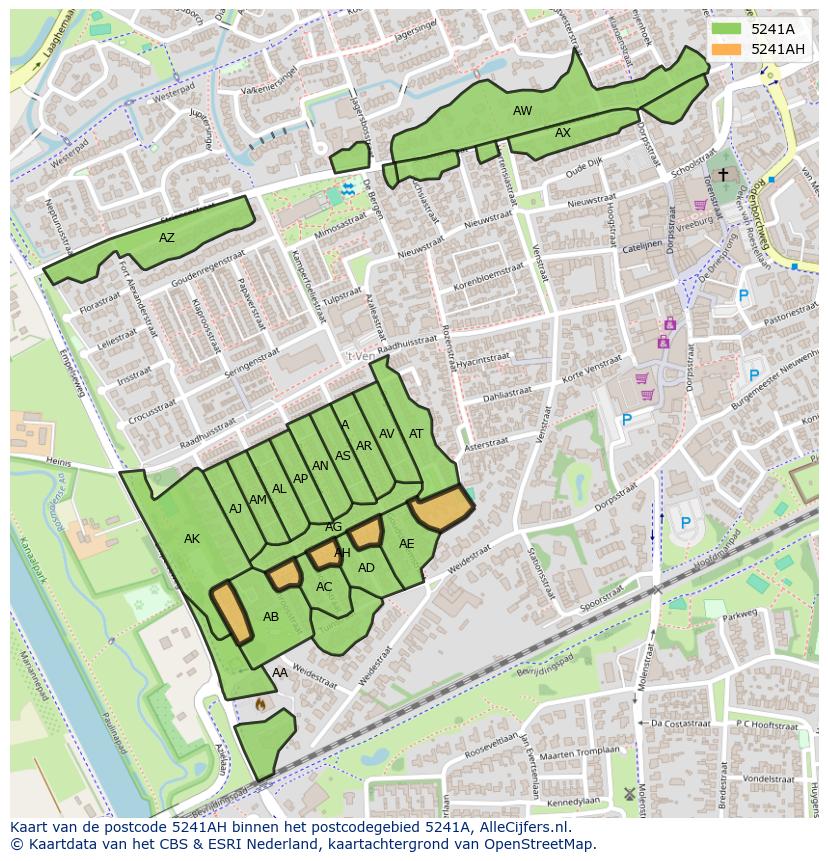 Afbeelding van het postcodegebied 5241 AH op de kaart.