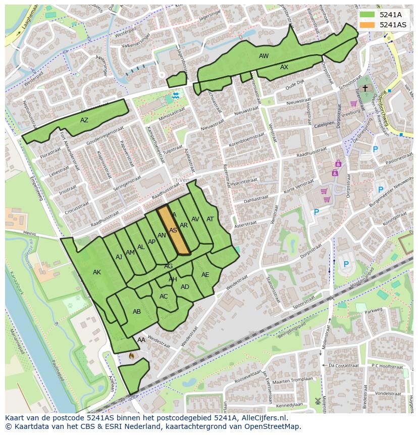 Afbeelding van het postcodegebied 5241 AS op de kaart.