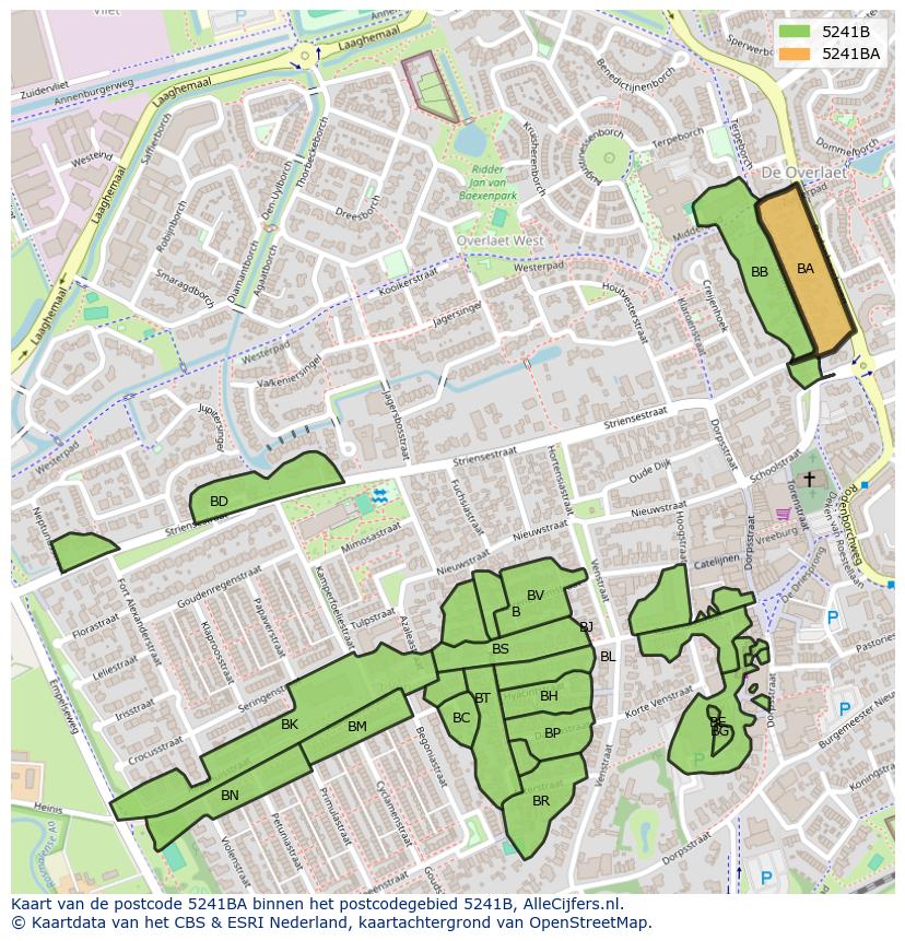 Afbeelding van het postcodegebied 5241 BA op de kaart.