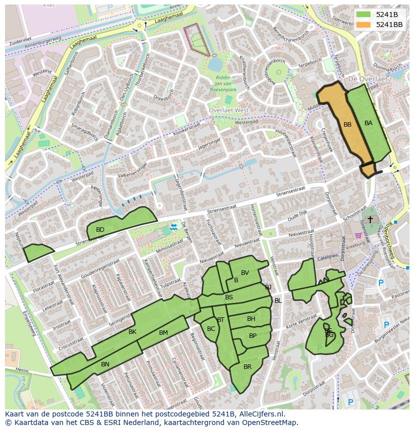 Afbeelding van het postcodegebied 5241 BB op de kaart.