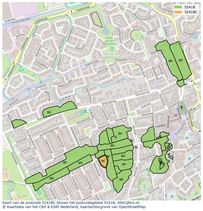 Afbeelding van het postcodegebied 5241 BC op de kaart.