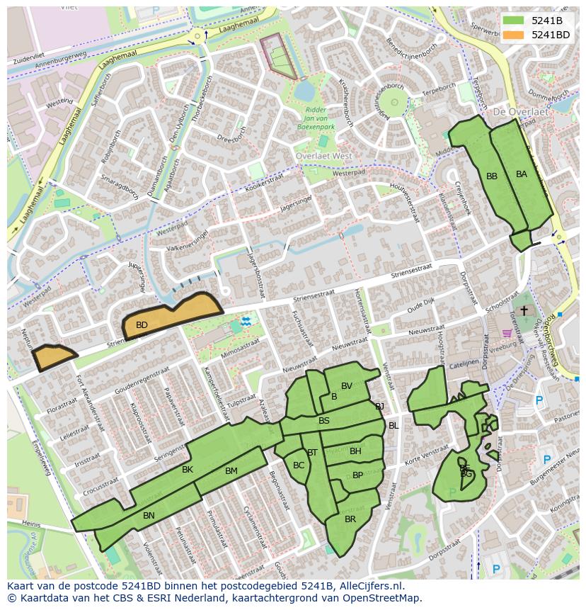 Afbeelding van het postcodegebied 5241 BD op de kaart.