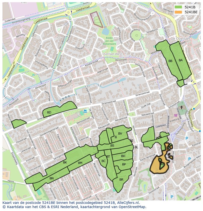 Afbeelding van het postcodegebied 5241 BE op de kaart.