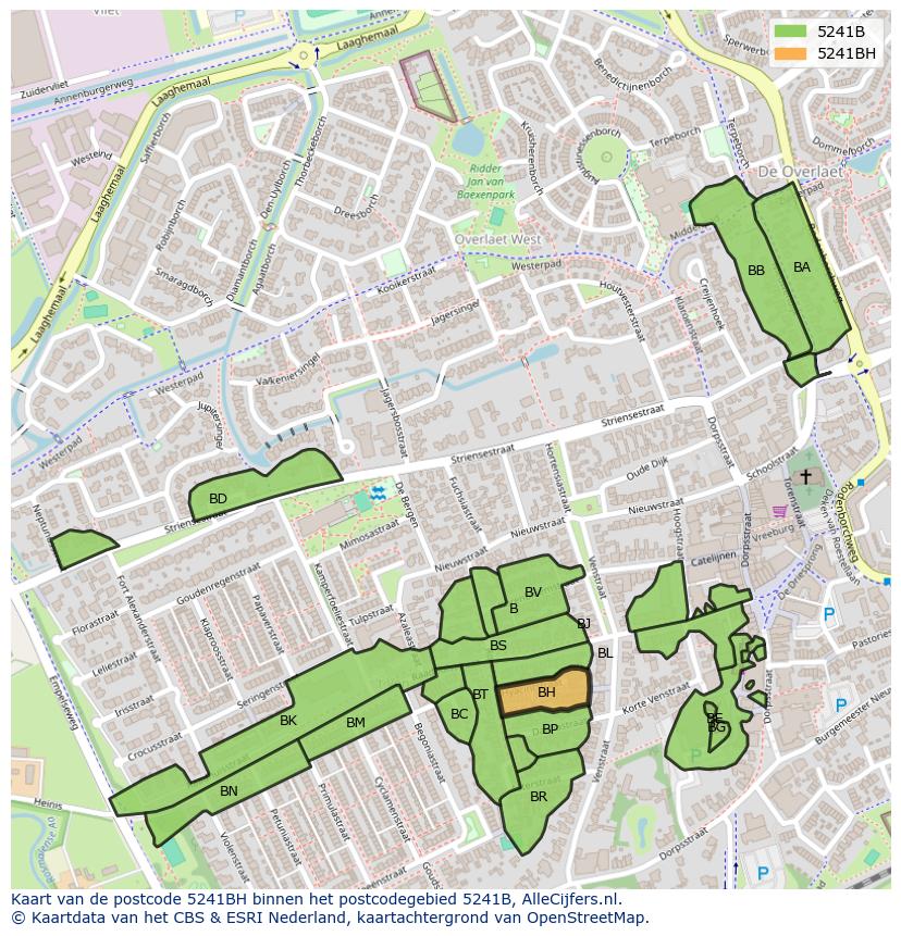 Afbeelding van het postcodegebied 5241 BH op de kaart.