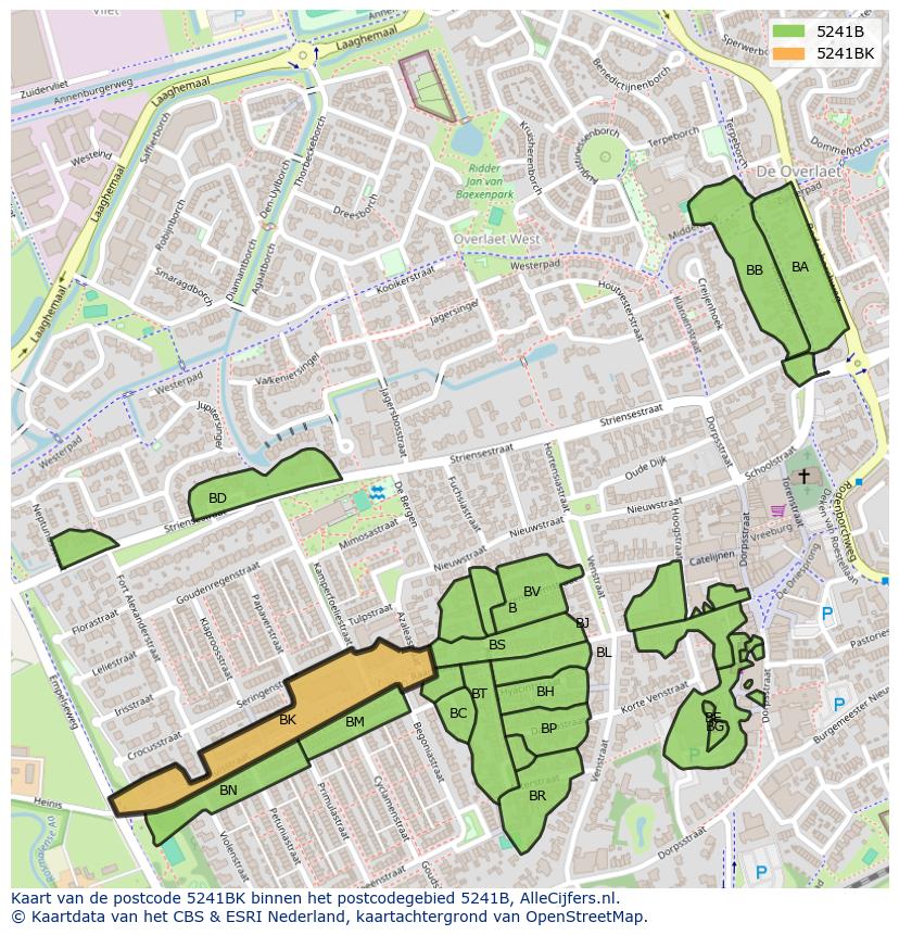 Afbeelding van het postcodegebied 5241 BK op de kaart.
