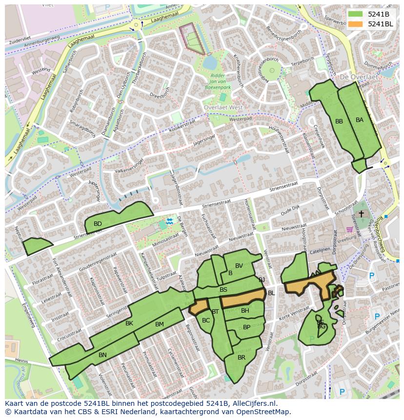 Afbeelding van het postcodegebied 5241 BL op de kaart.