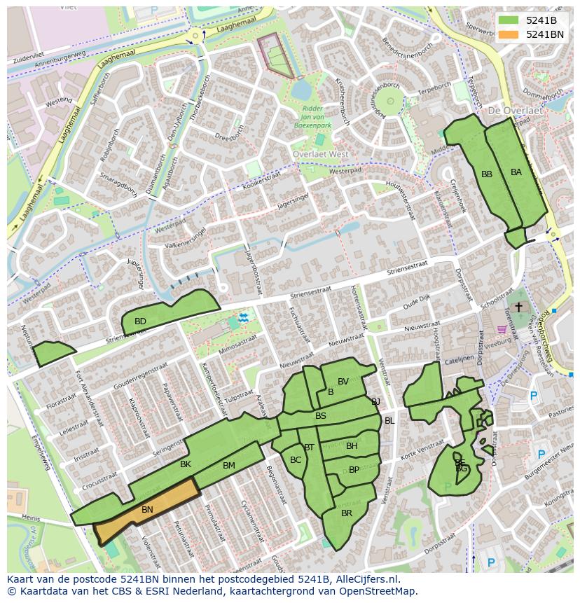 Afbeelding van het postcodegebied 5241 BN op de kaart.