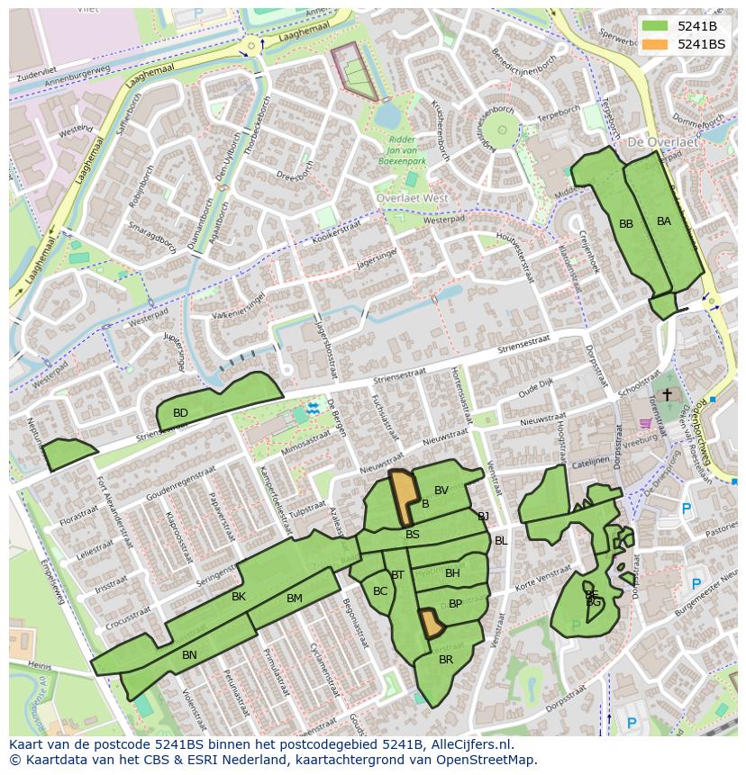 Afbeelding van het postcodegebied 5241 BS op de kaart.