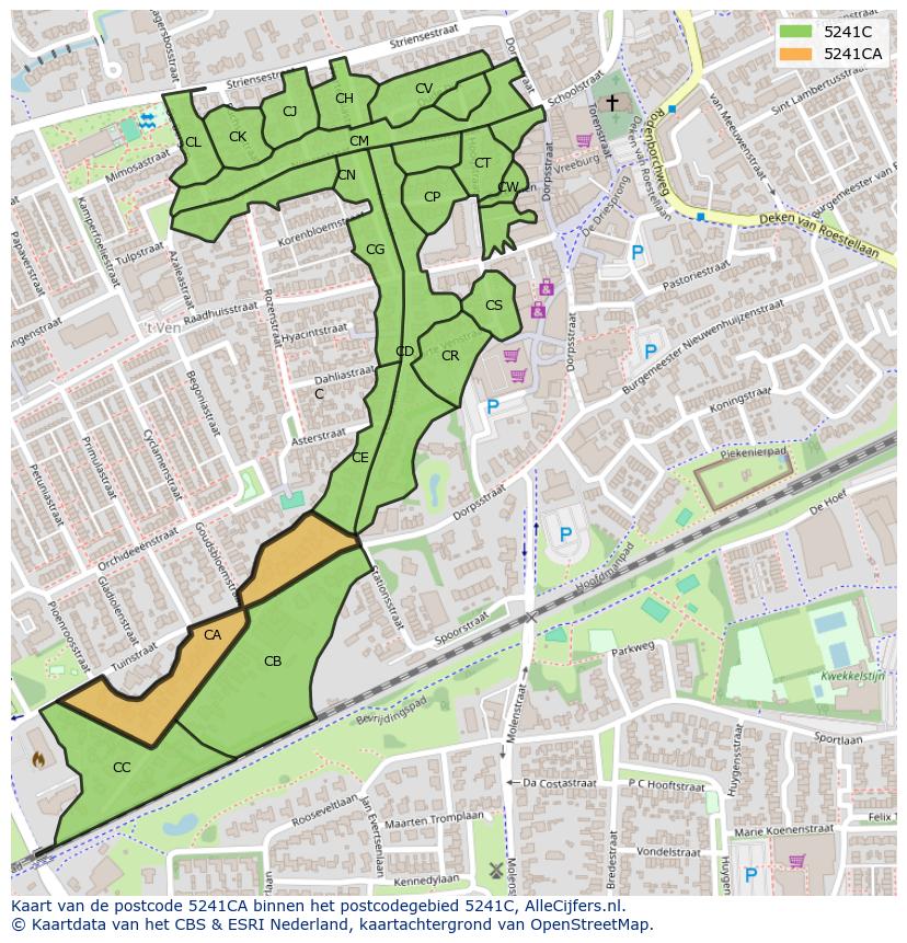 Afbeelding van het postcodegebied 5241 CA op de kaart.