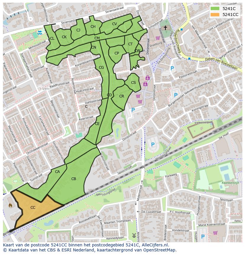 Afbeelding van het postcodegebied 5241 CC op de kaart.