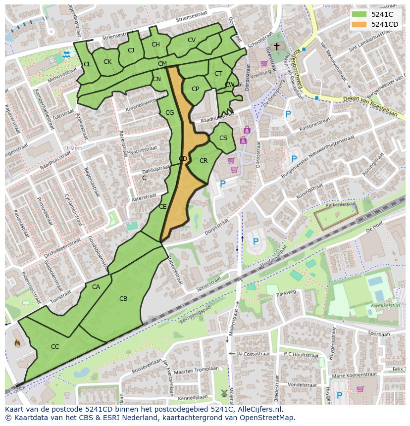 Afbeelding van het postcodegebied 5241 CD op de kaart.