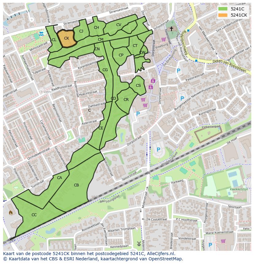 Afbeelding van het postcodegebied 5241 CK op de kaart.