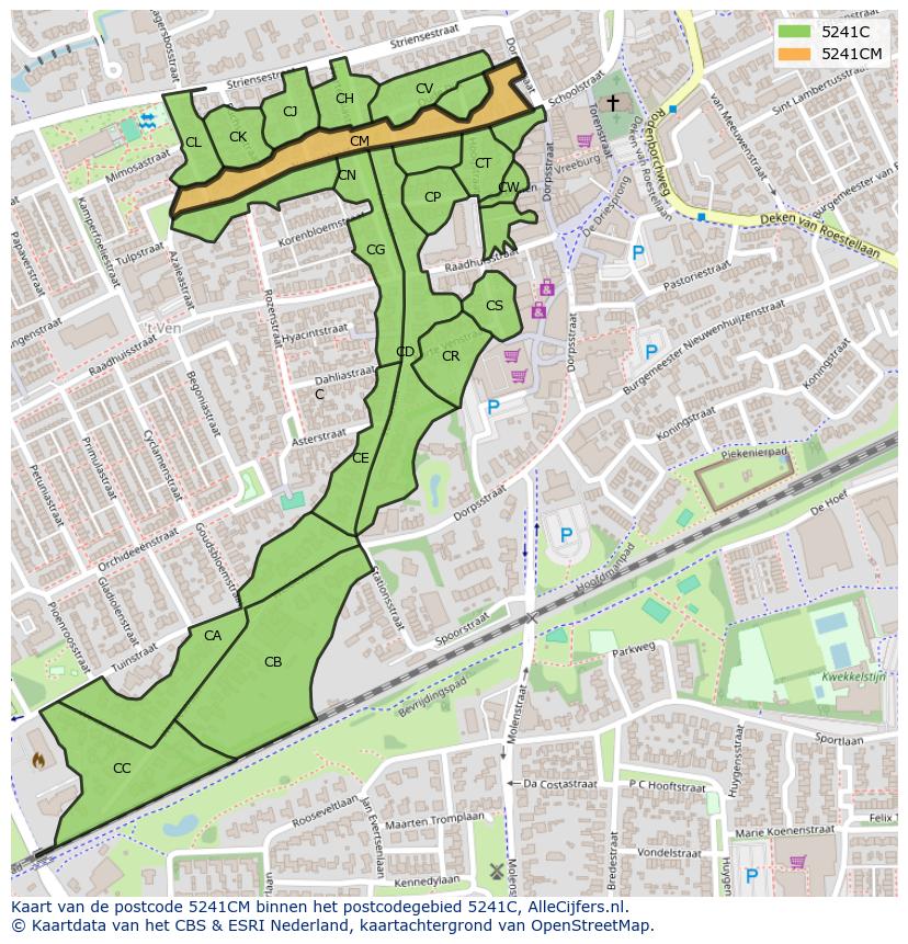 Afbeelding van het postcodegebied 5241 CM op de kaart.