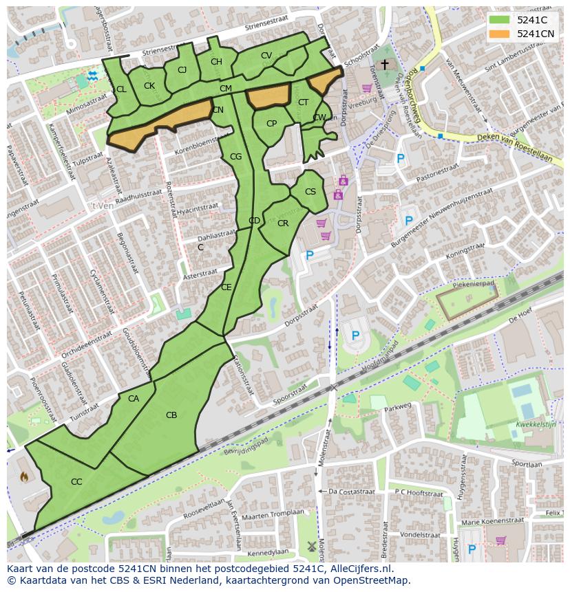 Afbeelding van het postcodegebied 5241 CN op de kaart.