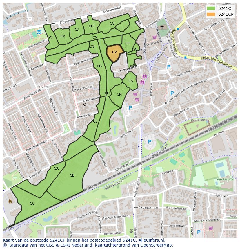Afbeelding van het postcodegebied 5241 CP op de kaart.
