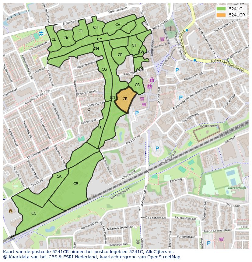 Afbeelding van het postcodegebied 5241 CR op de kaart.