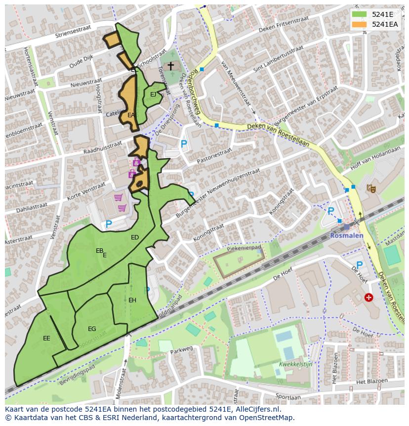 Afbeelding van het postcodegebied 5241 EA op de kaart.