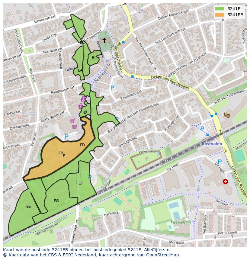 Afbeelding van het postcodegebied 5241 EB op de kaart.
