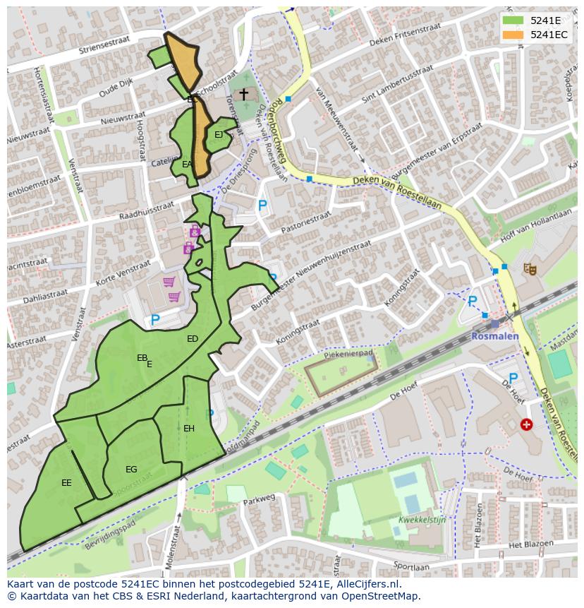 Afbeelding van het postcodegebied 5241 EC op de kaart.