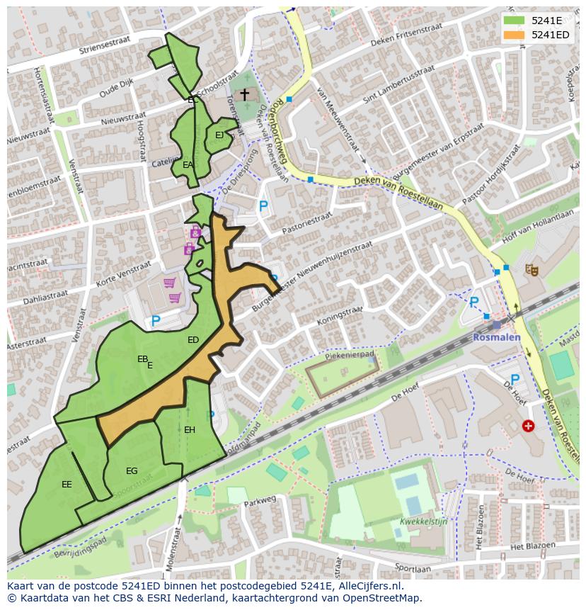 Afbeelding van het postcodegebied 5241 ED op de kaart.
