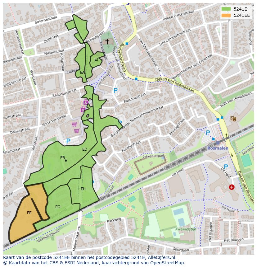 Afbeelding van het postcodegebied 5241 EE op de kaart.