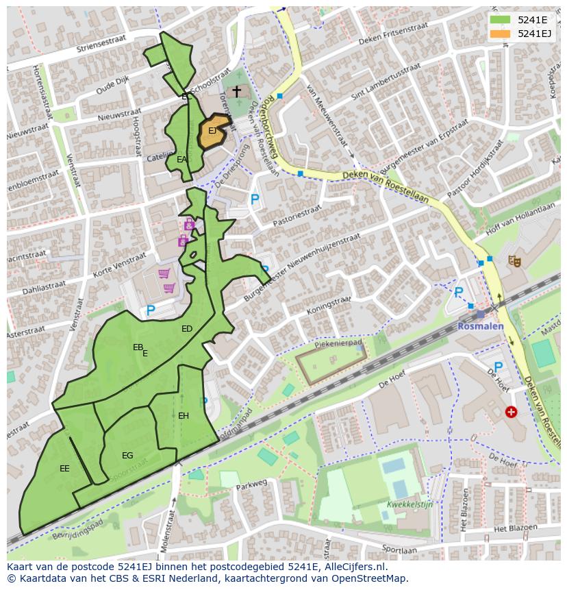 Afbeelding van het postcodegebied 5241 EJ op de kaart.