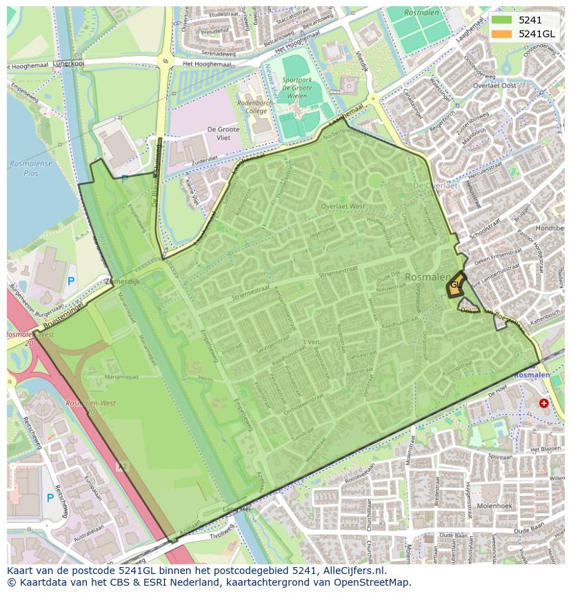 Afbeelding van het postcodegebied 5241 GL op de kaart.