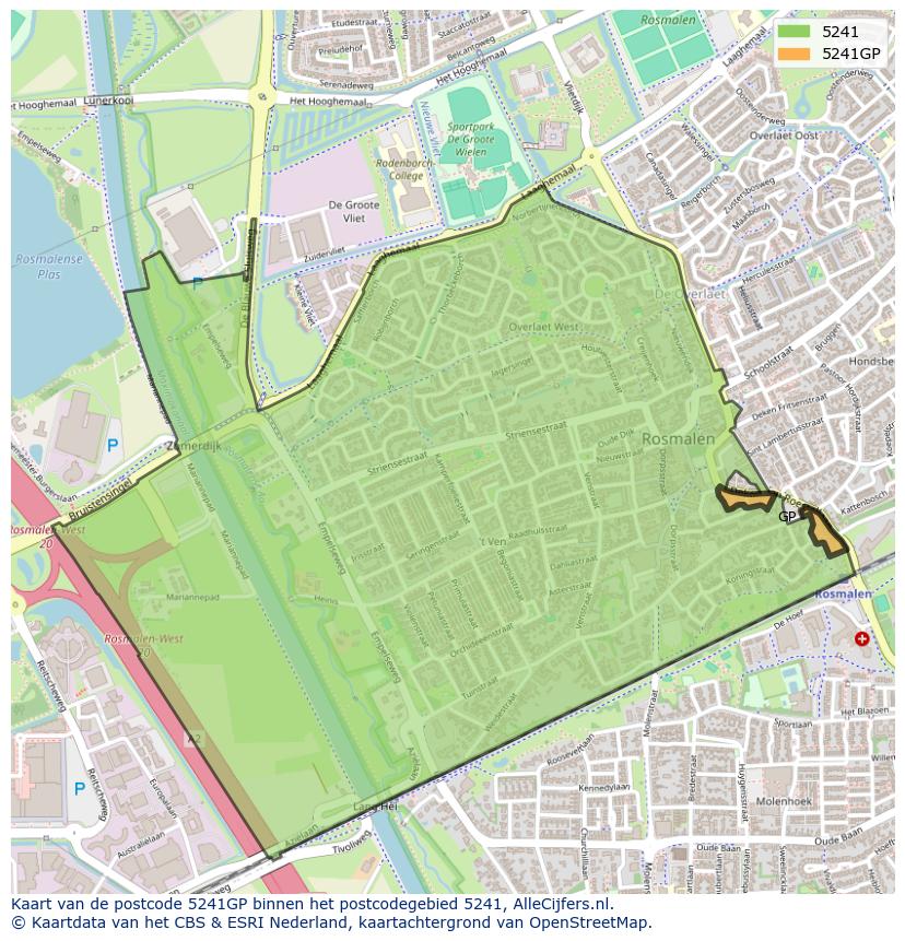 Afbeelding van het postcodegebied 5241 GP op de kaart.