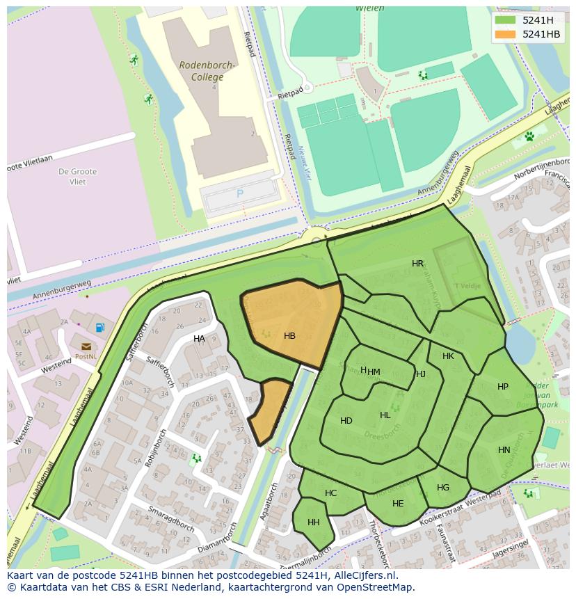 Afbeelding van het postcodegebied 5241 HB op de kaart.