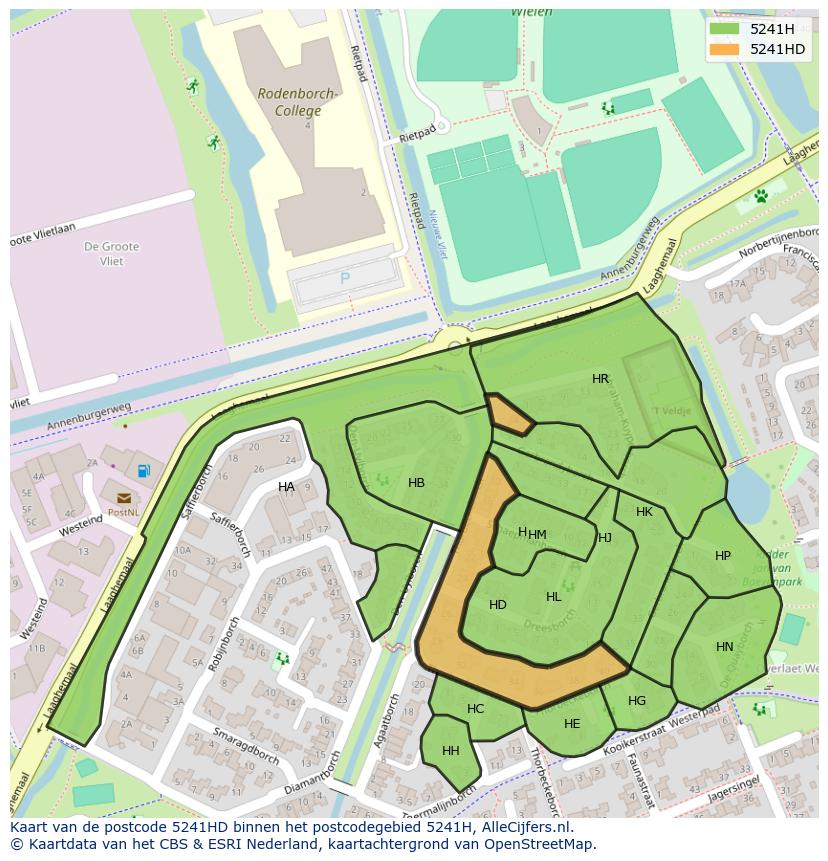 Afbeelding van het postcodegebied 5241 HD op de kaart.