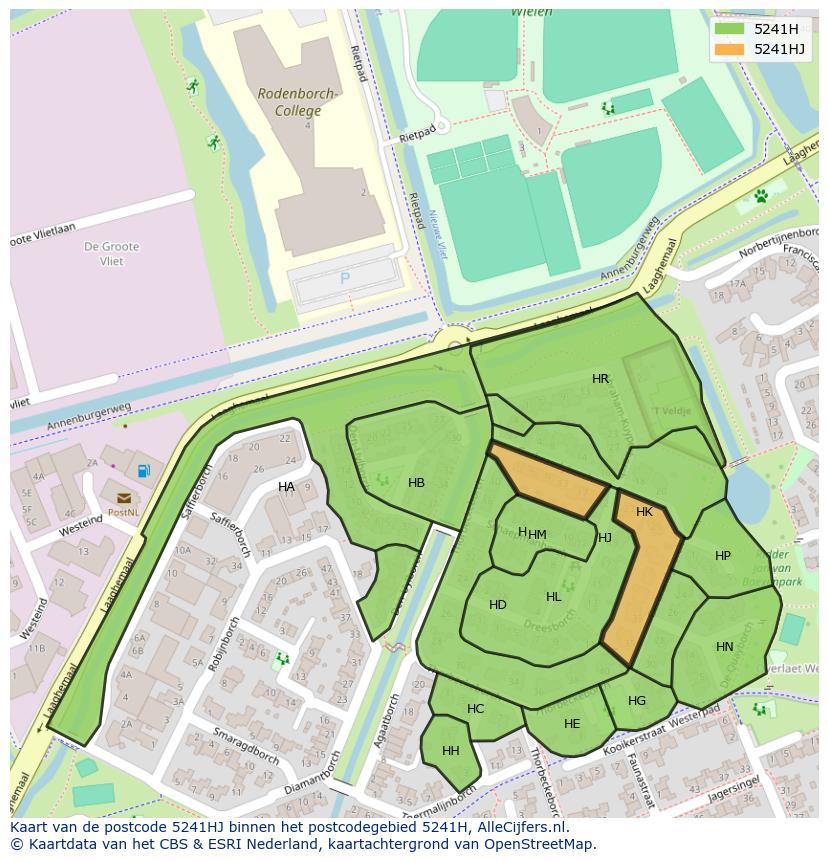 Afbeelding van het postcodegebied 5241 HJ op de kaart.