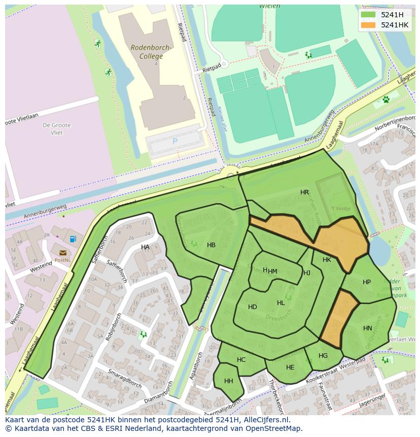 Afbeelding van het postcodegebied 5241 HK op de kaart.