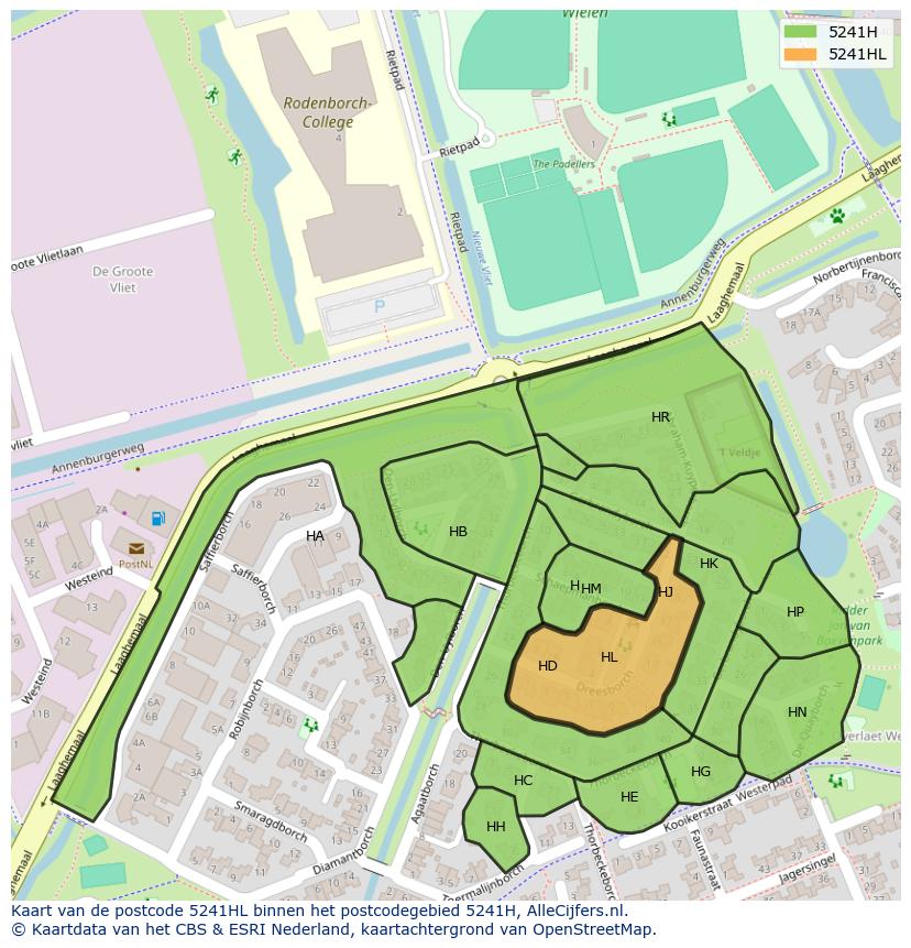 Afbeelding van het postcodegebied 5241 HL op de kaart.